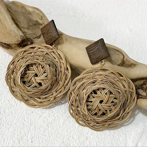 Brown Nest Knit Earrings